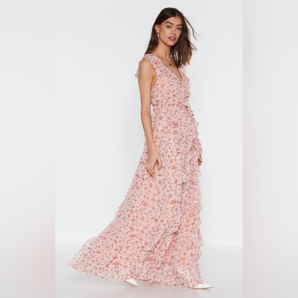 Nasty Gal Floral Ruffle Maxi Dress